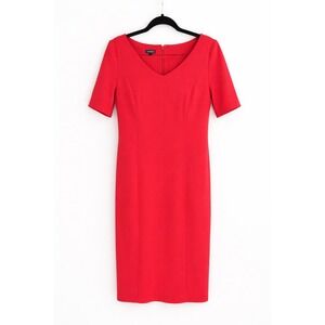 Talbots Sheath Dress Size 10 Apple Red Stretch Knit Career Professional Office